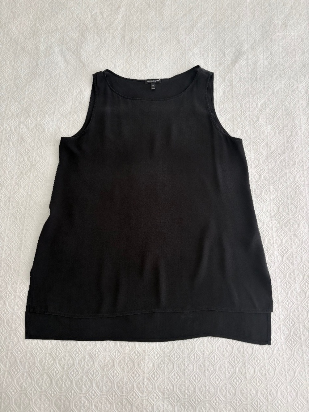 🩵 Eileen Fisher System 100% Silk Sleeveless Tunic Black PL